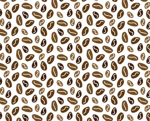 Coffee beans seamless pattern vector illustration background.