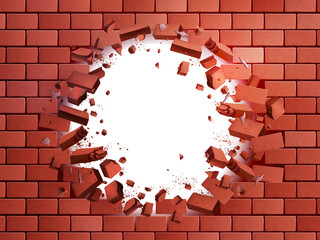 Realistic Brick Wall Hole