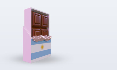3d chocolate Argentina flag rendering left view