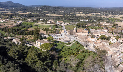 Fototapeta na wymiar aerial view of the town, Randa, Mallorca, Balearic Islands, Spain