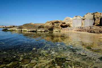 Ancient Fishermen's Houses of Ca'n Curt, Ses Salines, Mallorca, Balearic Islands, Spain