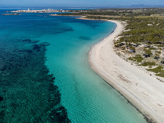 Es Carbo beach, Virgin sand beach without people, Ses Salines, Mallorca, Balearic Islands, Spain