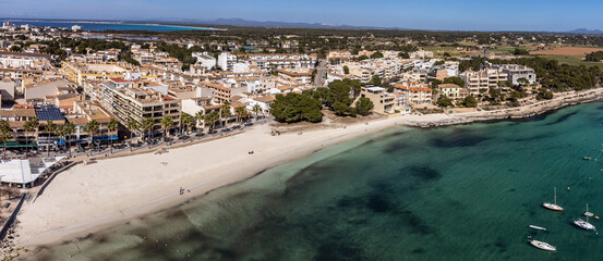 Colònia de Sant Jordi, Es Port beach view, Ses Salines, Mallorca, Balearic Islands, Spain