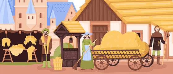 Medieval Town Life Composition