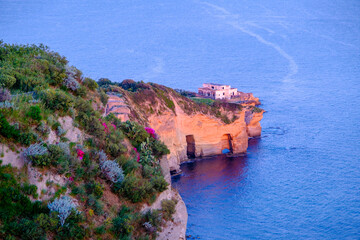 Posillipo at sunset, Naples City centre in Campania Italy