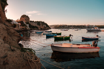 Small fisherman boats in Bacoli, Naples Italy