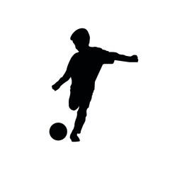 Fototapeta na wymiar Vector silhouette of a person playing football, vector icon for websites, stickers, prints, logo, vector illustration.