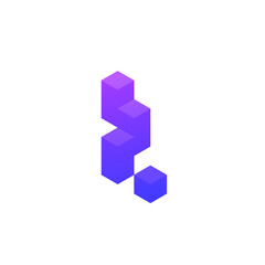 Fototapeta na wymiar Lowercase T as Blocks Stacked Box Blockchain Logo Design Vector 