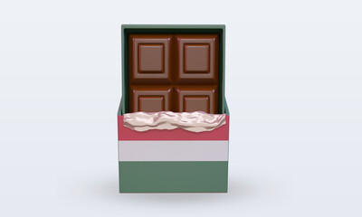 3d chocolate Hungary flag rendering front view