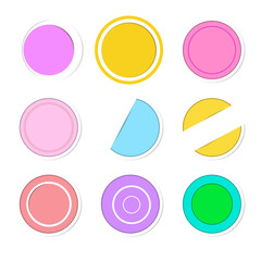 Colorful stacked paper circles on whiite background