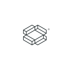 O letter Blocks Wood Beam Blockchain with Logo Design Vector
