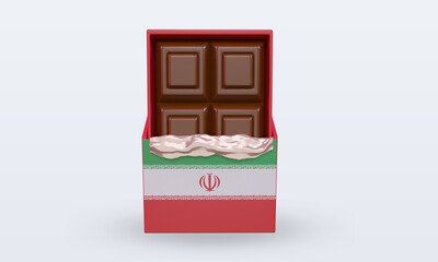3d chocolate Iran flag rendering front view