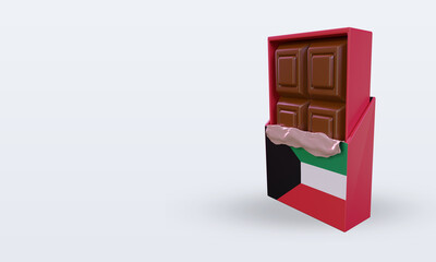 3d chocolate Kuwait flag rendering right view