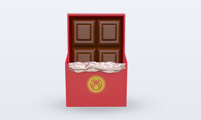 3d chocolate Kyrgyzstan flag rendering front view