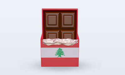 3d chocolate Lebanon flag rendering front view
