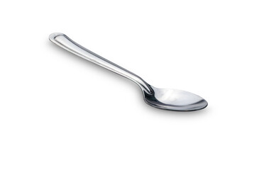 Silver spoon photo stacking side view isolated on white background. This has clipping path.