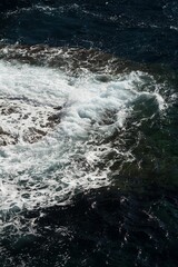 Sea waves, water detail, tide at sklalisk. Sea water in Mallorca, Spain.