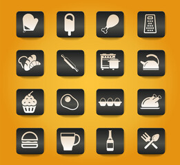 Food and kitchen simply icons