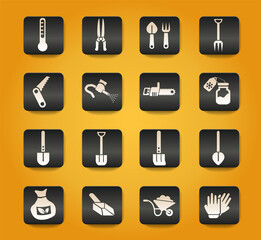 garden tools icon set