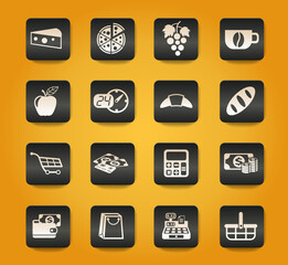 grocery store icon set