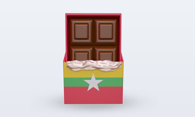 3d chocolate Myanmar flag rendering front view