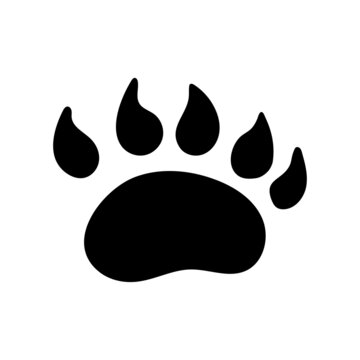 Hand drawn doodle wild animal footprint. Vector black bear paws.