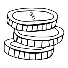 Hand Draw Sketch of Dollar Coin