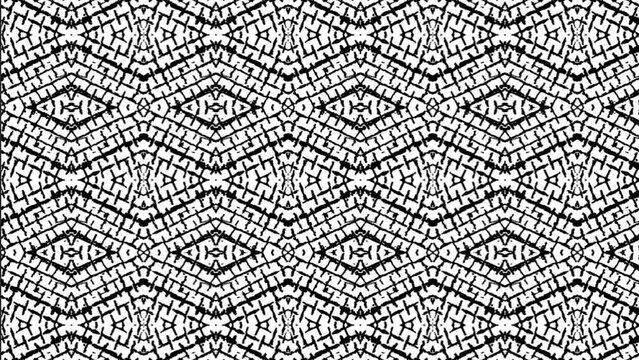 Abstract symmetry black and white kaleidoscope, 3d rendering backdrop, computer generating