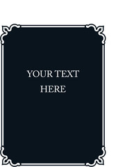 Vector border frame. Blackboard or book page. Simple rectangular billboard, poster, card, plaque, signboard, sticker, or label 