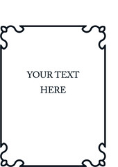 Vector border frame. Background or book page. Simple rectangular billboard, poster, card, plaque, signboard, sticker, or label 