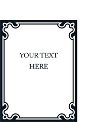 Vector border frame. Background or book page. Simple rectangular billboard, poster, card, plaque, signboard, sticker, or label 