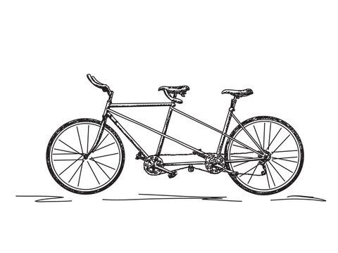 Sketch of tandem bicycle vector