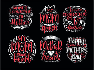 Amazing Creative new Mother's Day Typography t-shirt design bundle vector illustrator and eps and SVG files.