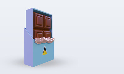 3d chocolate St Lucia flag rendering left view