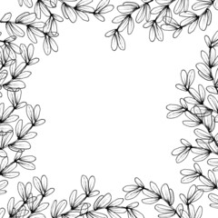 Branches with leaves on the background. Linear style.