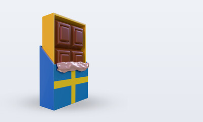 3d chocolate Sweden flag rendering left view