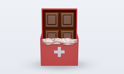 3d chocolate Switzerland flag rendering front view