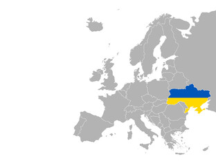 Ukraine on map Europe. Vector illustration.