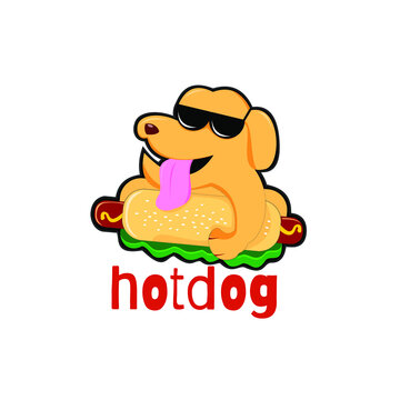hotdog logo vector in any posisition with sausage and vegetable suitable for food logo, foodcourt, sticker, packaging and etc