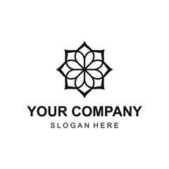 Luxury flower minimal logo design vector