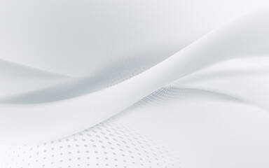White grey flow waves background. Fantasy futuristic design with halftone. Abstract creative dots graphic for web. Modern business web style. 3d illustration with shadow.