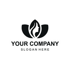 Obraz premium Lotus logo with negative space woman vector