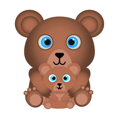 brown bear and cub. cute mother bear and her cub. vector illustration, eps 10.