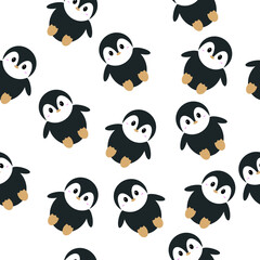 pattern with little penguin. seamless pattern for baby textile. vector illustration, eps 10.