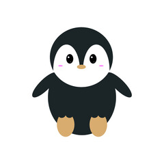 little penguin is sitting. black and white flightless bird. vector illustration, eps 10.