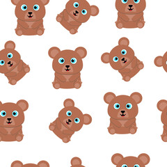 pattern with brown bear. seamless pattern for baby textile. vector illustration, eps 10.