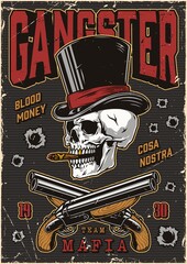 Poster with skeleton skull in top hat