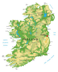 Ireland highly detailed physical map - 490073012
