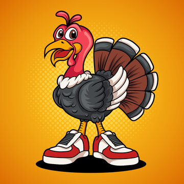 Cartoon turkey wearing shoes