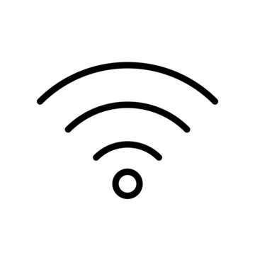 Wi-Fi icon. Black signal WiFi thin line isolated on white background. Mobile internet symbol. Logo wireless network. Sign free access. Broadcast connection concept. Zone computer connect. Vector